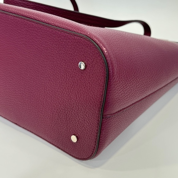 Kate Spade Hayes Top Zip Tote Bag Pebbled Leather in Blackberry - Picture 4 of 10
